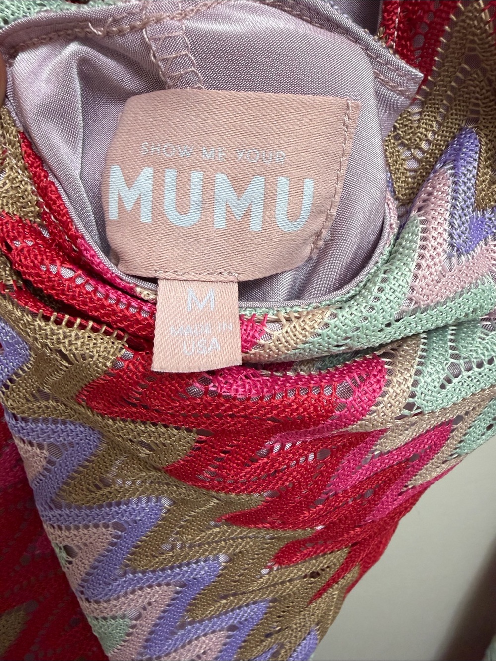 Show Me Your MuMu Monte Carlo Crochet Knit Romper Mini Dress in Riviera Zigzag M - Picture 9 of 10
